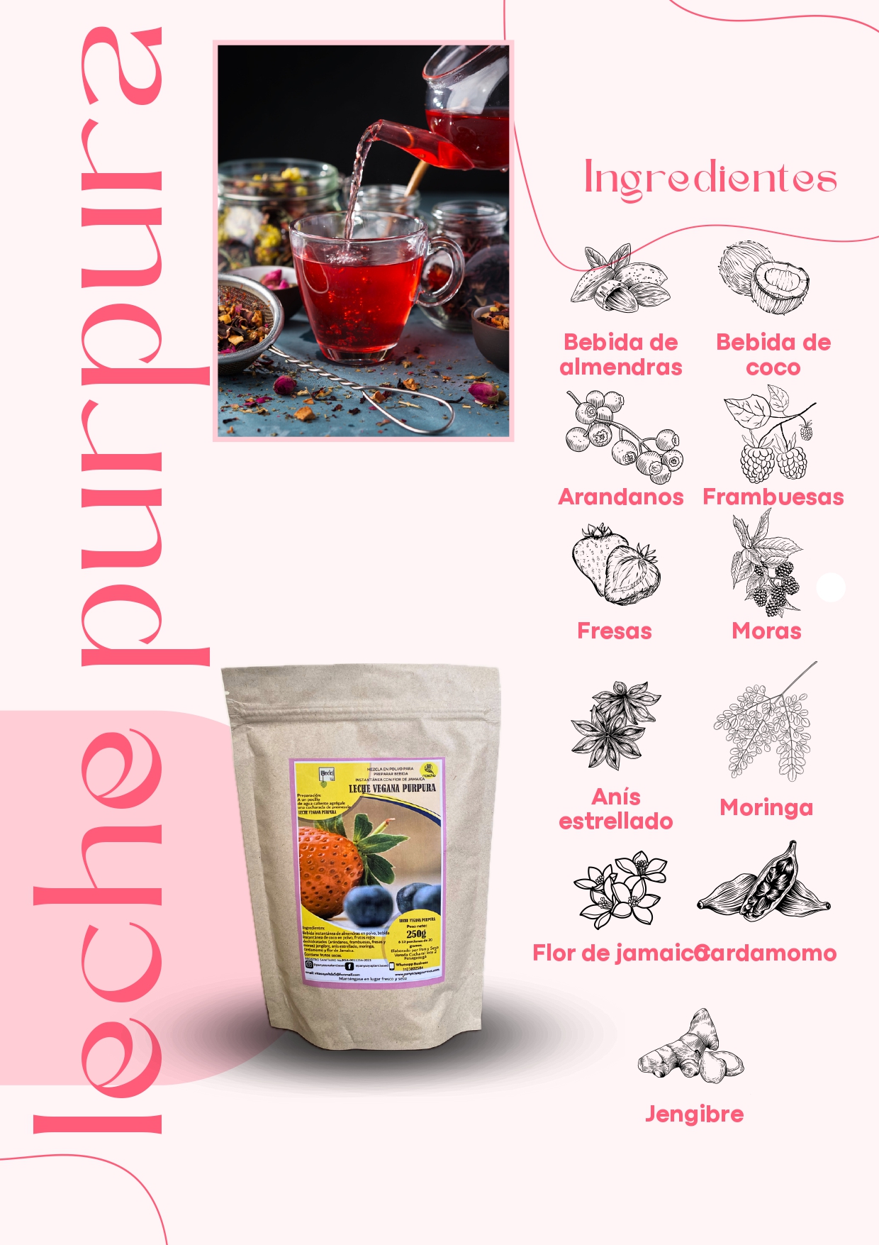 Té Leche Púrpura nutrientes frutos rojo⚡